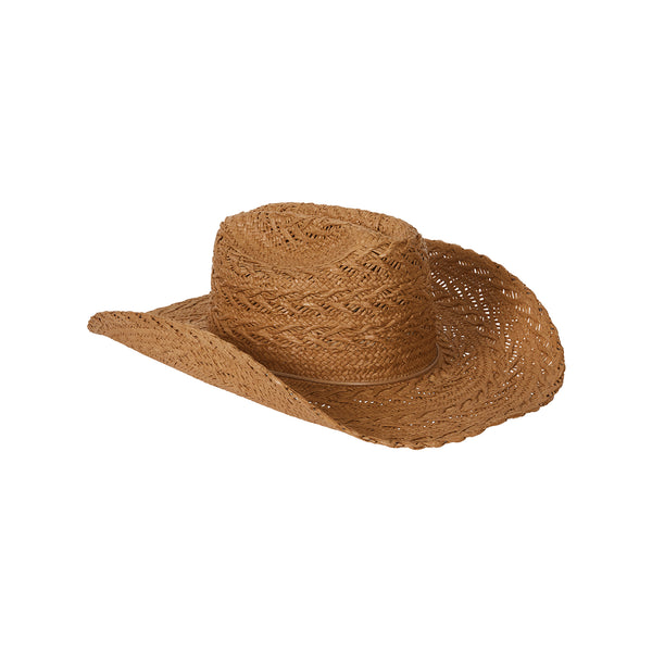 Dakota Cowboy straw cowboy hat in natural color, featuring a wide brim and intricate weave design.
