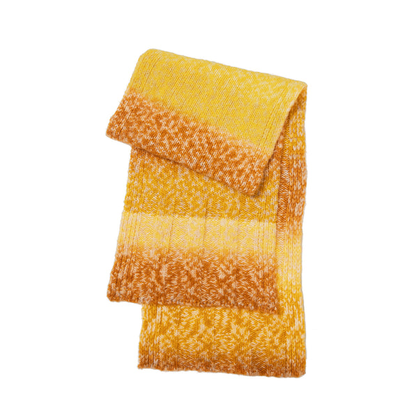 Kai Scarf in sunset tones of mustard, caramel, and butter with rib detail