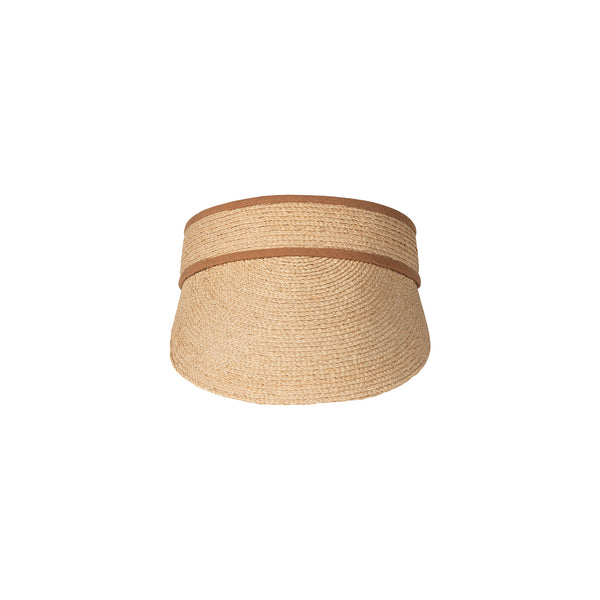 Linen Visor in natural color with a brown band