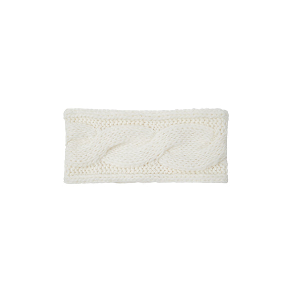 Ivory knitted headband with cable pattern design