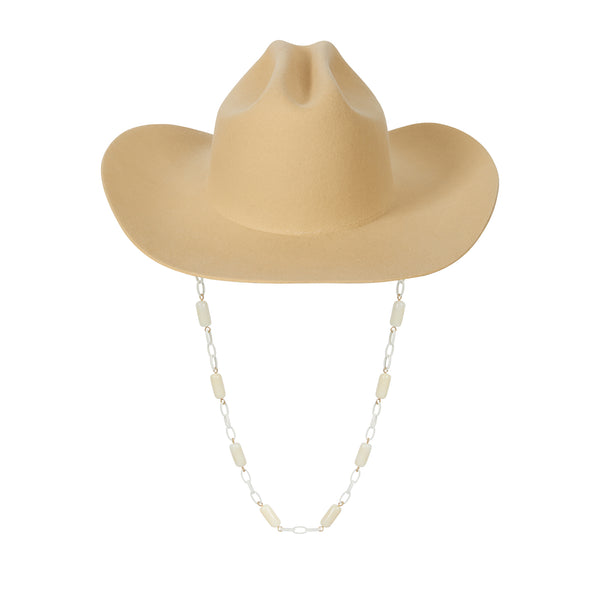 Ryder Cowboy hat in buttery yellow with detachable chin strap