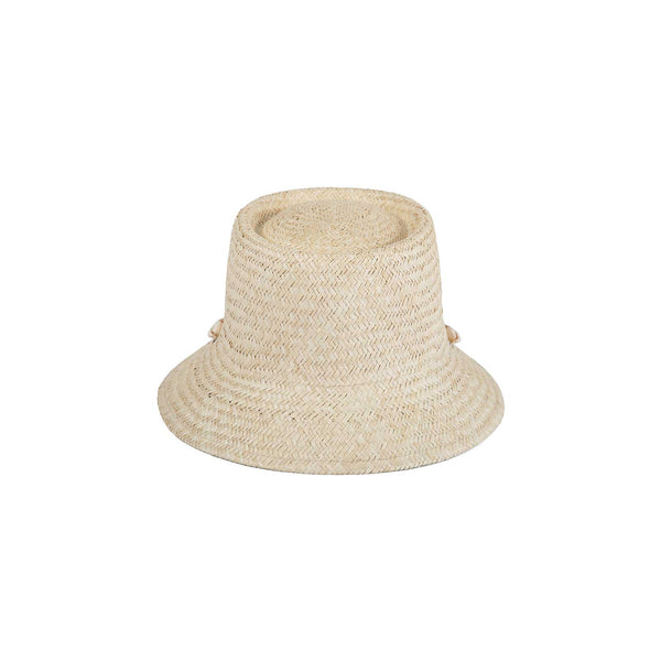 The Inca Bucket - Seashells, off-white straw bucket hat with chin strap and seashells