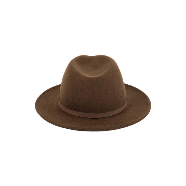 Brown Palo Fedora hat with a soft wool felt design and tonal band