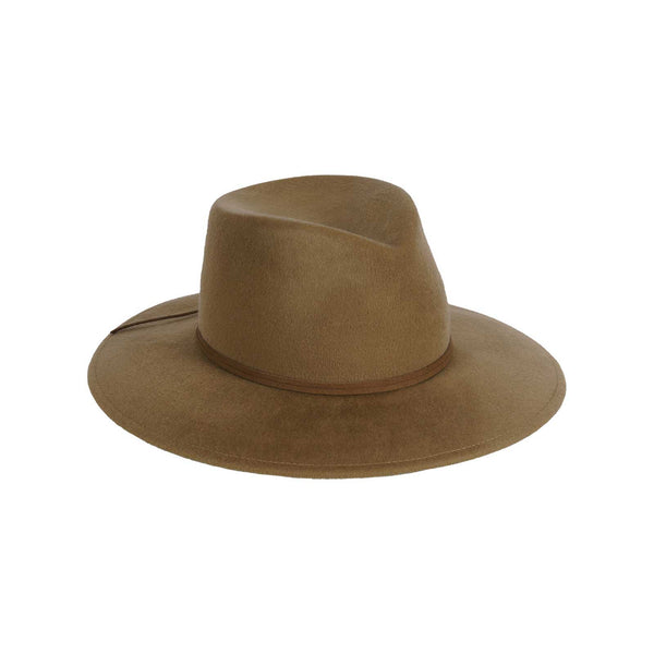 The Weekender fedora hat in Driftwood color, made from soft brushed wool felt.
