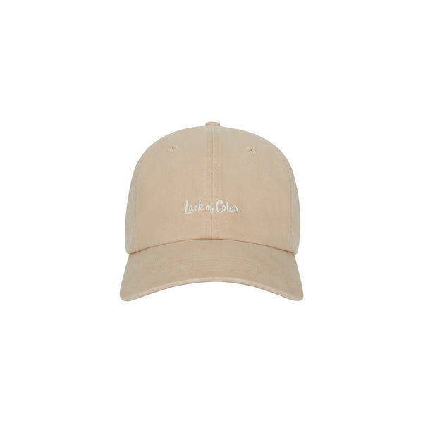 Cream cotton cap with 'Lack of Color' text on the front
