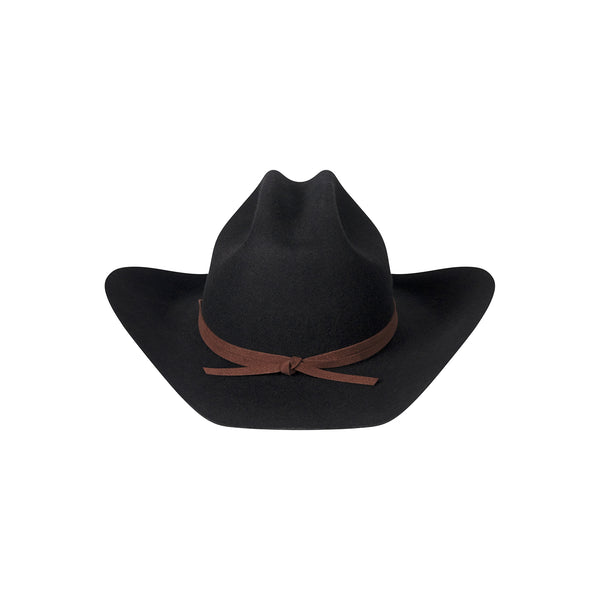 Wilder Cowboy black wool felt cowboy hat with brown faux-suede trim