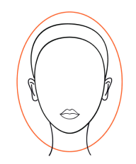 Illustration of an oval face shape, used to guide hat selection.