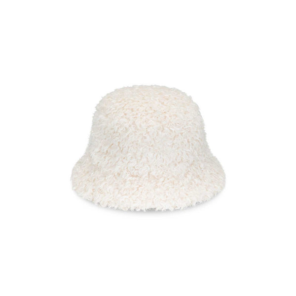 Fluffy Bucket - Snow colored faux-fur short brimmed bucket hat