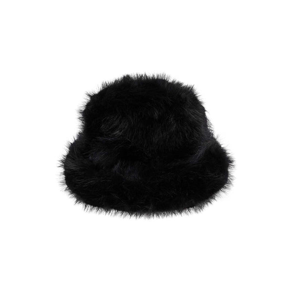 Snuggle Bucket hat in black faux fur with soft touch lining