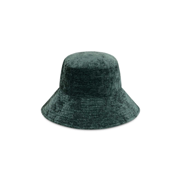 Teal velvet Vacay Bucket hat with mid brim