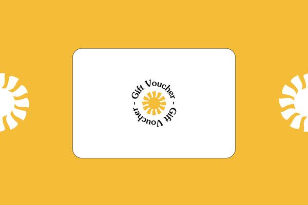 Gift Voucher with sun logo on a yellow background