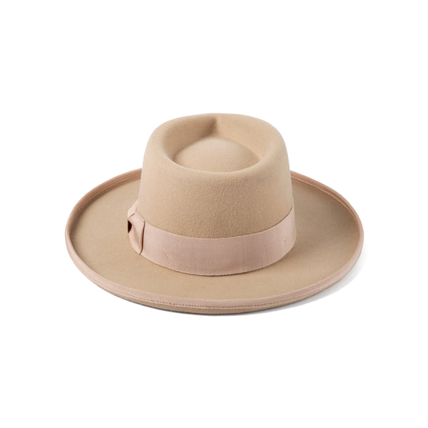 Blush classic fedora hat with tonal grosgrain ribbon