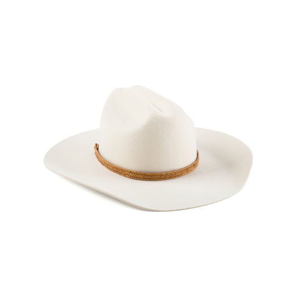 The Ridge Wool Felt Cowboy Hat in White with a brown band