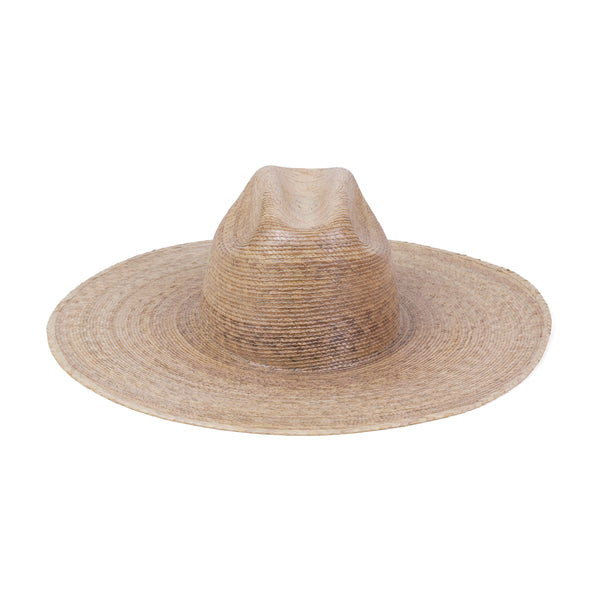 Natural 100% palm leaf wide brimmed western hat with cowboy crown
