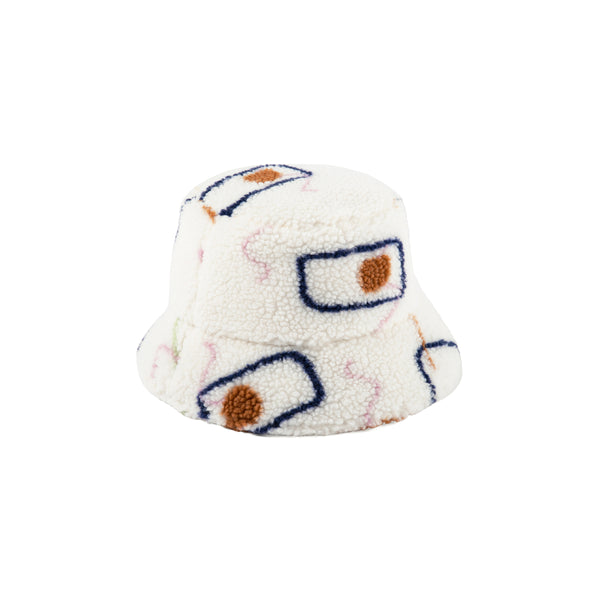 Teddy Bucket Hat in soft shearling fabric with multicolor print