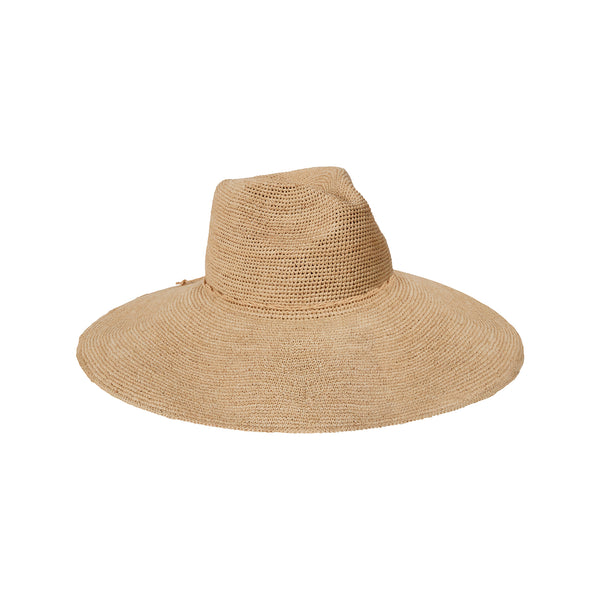 Drift Fedora Ultrawide in natural color, made from 100% Madagascan raffia, with an ultrawide brim.