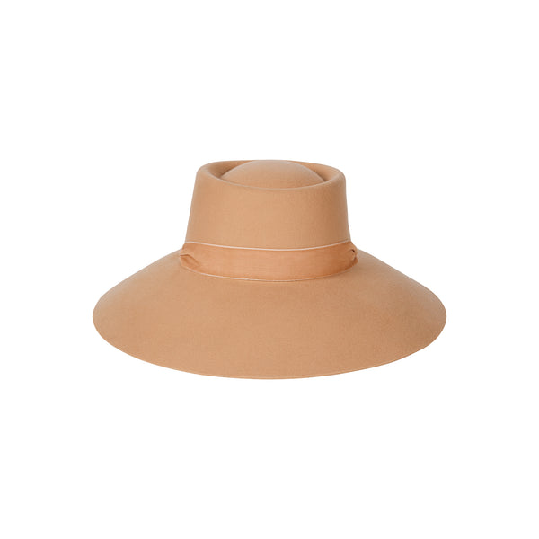 Paloma Midi - Dusty Rose Felt Boater Hat with detachable ribbons