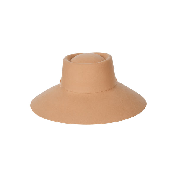 Paloma Midi - Beige Wool Felt Boater Hat with wide brim