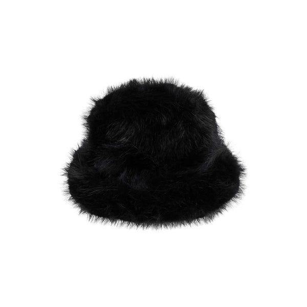 Snuggle Bucket - Black faux-fur bucket hat