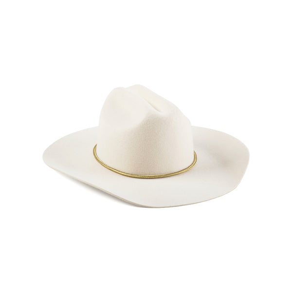 The Ridge - Ivory wool felt cowboy hat with gold rope band